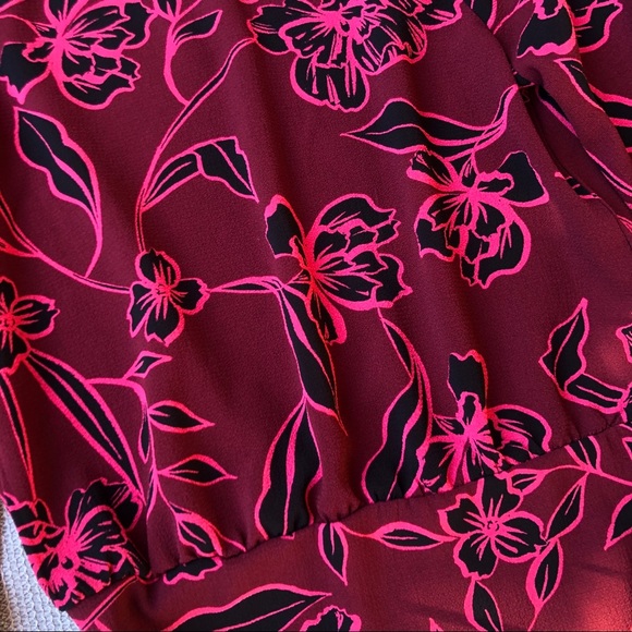 OLM Floral Blouse w/ Elastic Waist & Balloon Sleeves - Picture 3 of 16